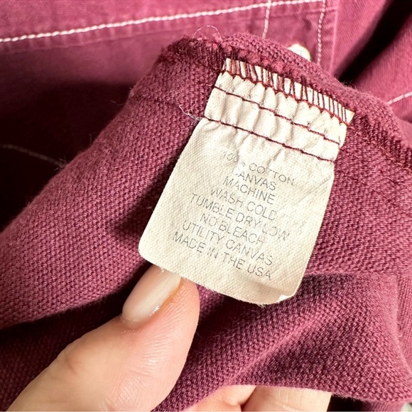 Wine Colored Utility Canvas Made in USA Button-Up Dress - Picture 7 of 8